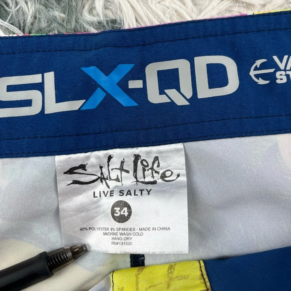 Salt life Men’s Multi-color Board Shorts SLX-QD Vapor Stretch Size 34